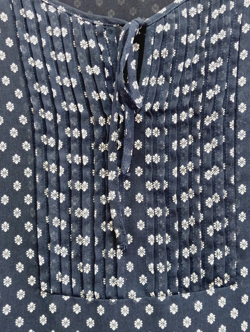 Long Tall Sally Boho Tunic Top Blue Size 16 Peasant Cottagecore Paisley Border - Picture 3 of 12